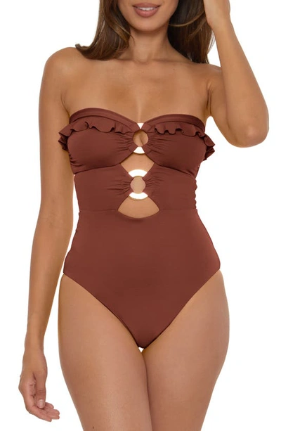 Shop Soluna Ruffle Strappy One-piece Swimsuit In Coconut