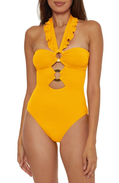 Shop Soluna Ruffle Strappy One-piece Swimsuit In Sunny