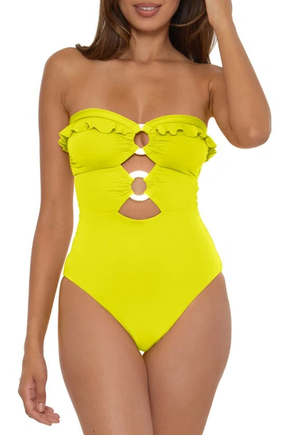 Shop Soluna Ruffle Strappy One-piece Swimsuit In Zesty