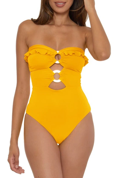 Shop Soluna Ruffle Strappy One-piece Swimsuit In Sunny