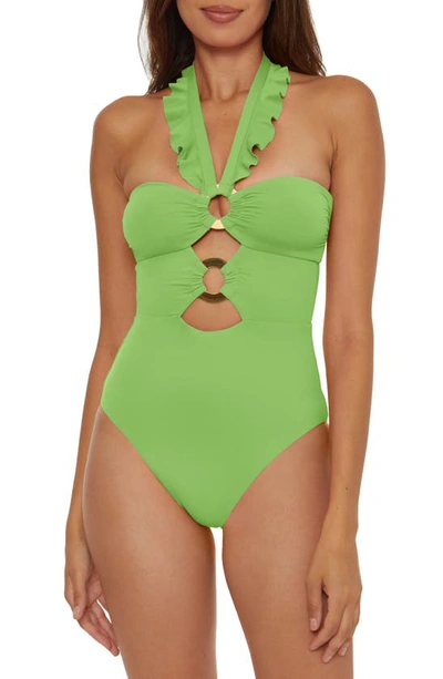 Shop Soluna Ruffle Strappy One-piece Swimsuit In Matcha