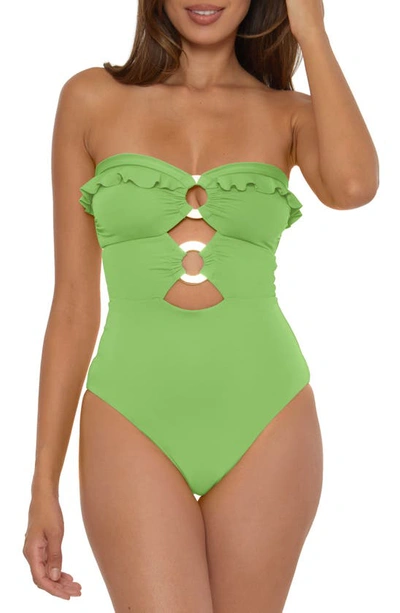 Shop Soluna Ruffle Strappy One-piece Swimsuit In Matcha