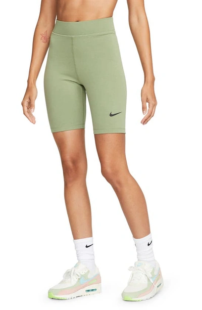Shop Nike Sportswear Classics High Waist Bike Shorts In Oil Green/ Black