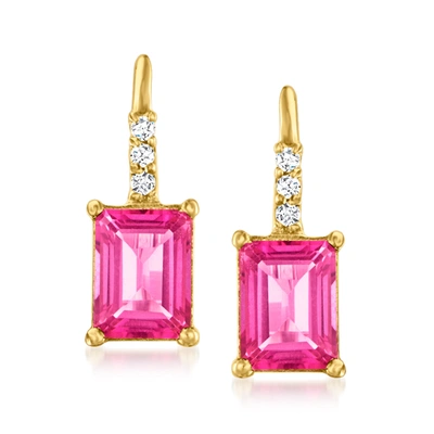 Ross-simons Pink And White Topaz Drop Earrings In 18kt Gold Over Sterling In Pink