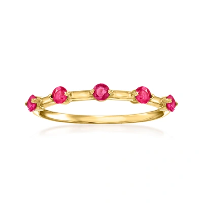 Rs Pure By Ross-simons Ruby Station Ring In 14kt Yellow Gold In Pink