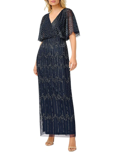 Shop Adrianna Papell Womens Beaded Maxi Evening Dress In Multi