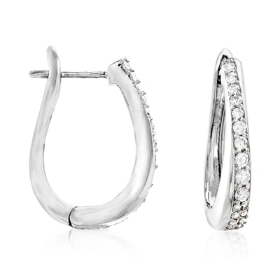 Ross-simons Diamond Hoop Earrings In Sterling Silver In White