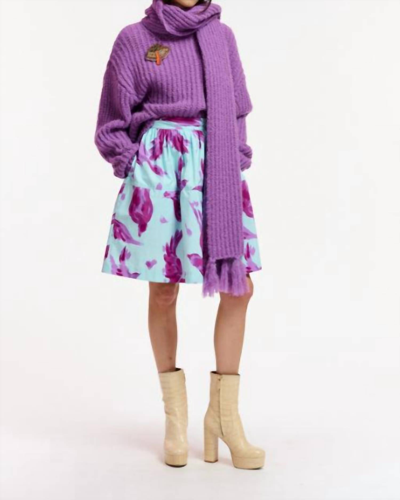Shop Essentiel Antwerp Everafter Flared Skirt In Light Blue/purple