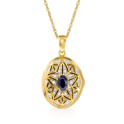Ross-simons Sapphire Locket Necklace With Diamond Accent In 18kt Gold Over Sterling In Multi