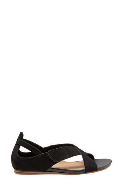 Shop Softwalk ® Camilla Cross Strap Sandal In Black Nubuck Leather