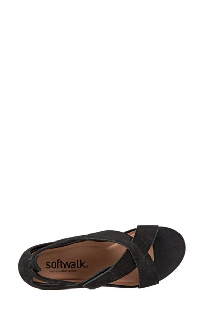 Shop Softwalk ® Camilla Cross Strap Sandal In Black Nubuck Leather