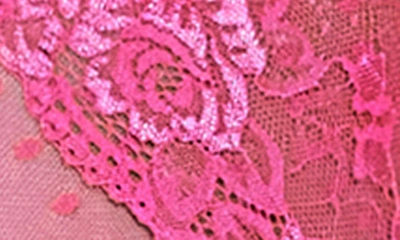 Seven 'til Midnight Seven ‘til Midnight Lace & Mesh Dot Teddy In Pink