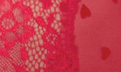 Seven 'til Midnight Seven ‘til Midnight Heart Lace & Mesh Teddy With Garter Straps In Red