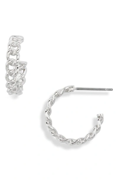 Shop Ajoa Chain Hoop Earrings In Rhodium
