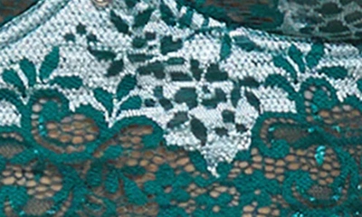 Seven 'til Midnight Seven ‘til Midnight Lace Underwire Bra, Garter Belt & G-string Set In Green
