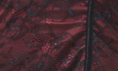 Seven 'til Midnight Lace Skirted Basque & Thong Set In Black/ Wine