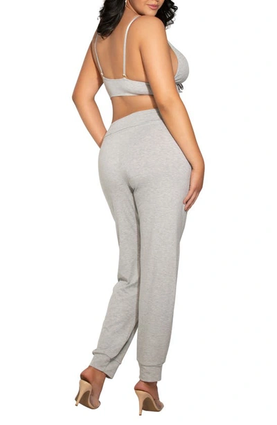 Seven 'til Midnight Seven ‘til Midnight Jersey Bralette & Joggers Pajamas In Heather Grey