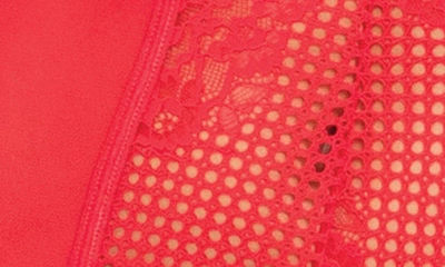 Seven 'til Midnight Seven ‘til Midnight Mesh Lace Basque & Thong Set In Red