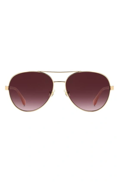 Shop Kate Spade Averie 58mm Gradient Aviator Sunglasses In Red Gold / Burgundy Shaded