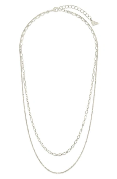 Shop Sterling Forever Serenity Mixed Chain Necklace In Silver