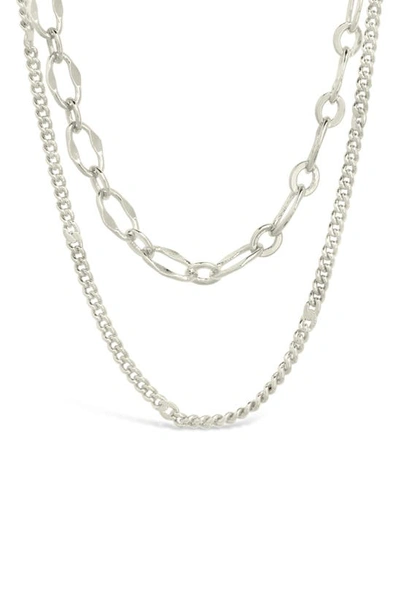 Sterling Forever Serenity Mixed Chain Necklace In Silver