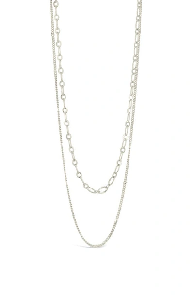 Sterling Forever Serenity Mixed Chain Necklace In Silver