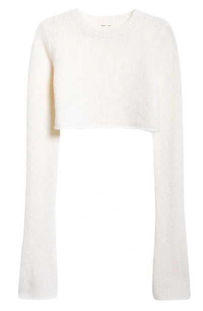 Shop Sandy Liang Skylark Crop Wool & Alpaca Blend Sweater In Bone