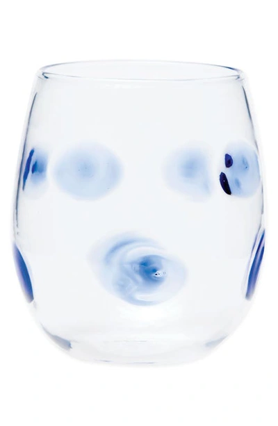Vietri Drop Blue Stemless Wine Glass In Blue