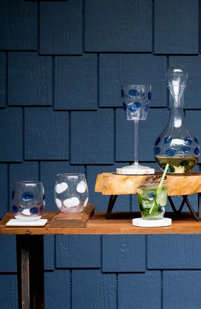 Vietri Drop Blue Stemless Wine Glass In Blue