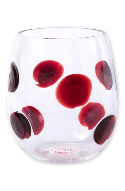 Vietri Drop Stemless Wine Glass In Red