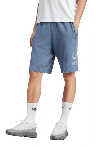 Shop Adidas Originals Adicolor Lifestyle Outline Trefoil Shorts In Preloved Ink/ White