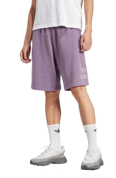 Shop Adidas Originals Adicolor Lifestyle Outline Trefoil Shorts In Shadow Violet/ White