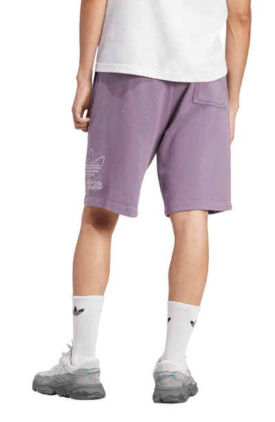 Shop Adidas Originals Adicolor Lifestyle Outline Trefoil Shorts In Shadow Violet/ White