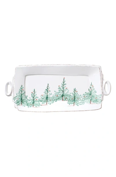 Vietri Lastra Holiday Handled Rectangular Platter In Hand Painted