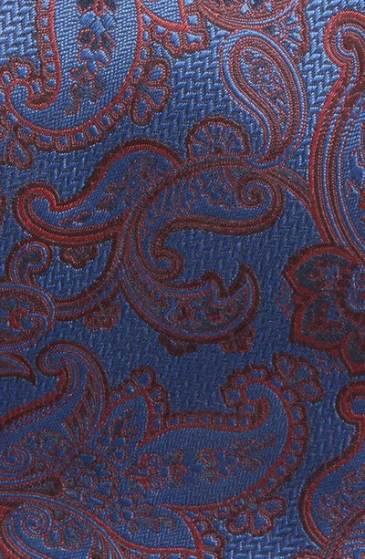 Shop Canali Paisley Silk & Cotton Tie In Blue