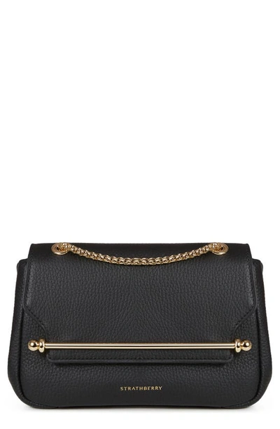 Shop Strathberry Mini Soft Leather East/west Shoulder Bag In Black