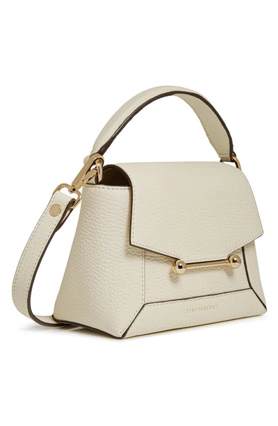 Strathberry Mini Mosaic Leather Top Handle Bag In Vanilla
