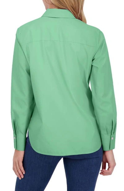 Foxcroft Meghan Solid Cotton Button-up Shirt In New Leaf