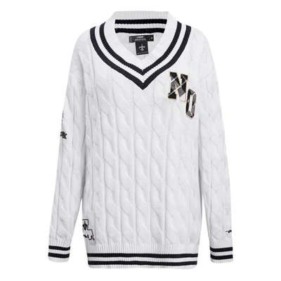 Shop Pro Standard White New Orleans Saints Prep V-neck Pullover Sweater