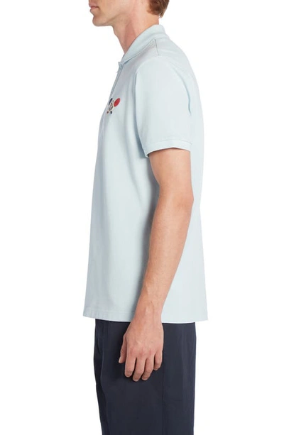 Shop Moncler Logo Patch Cotton Piqué Polo In Baby Blue