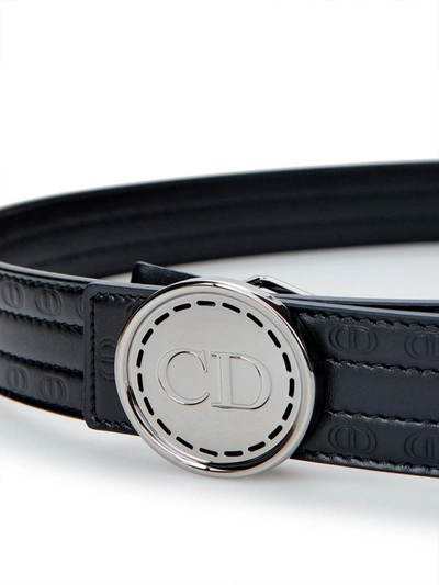 Shop Dior Chic Black Leather Designer Belt With Logo Men's Buckle