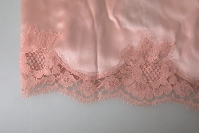 Shop Dolce & Gabbana Antique Rose Lace Silk Camisole Top Women's Underwear In Rose Gold