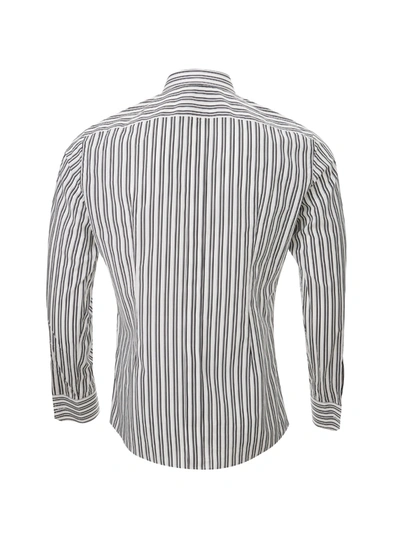 Shop Dolce & Gabbana Elegant Monochrome Striped Button-up Men's Shirt In White