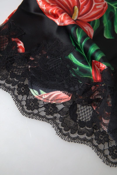 Shop Dolce & Gabbana Anthurium Print Silk Camisole Women's Top In Black