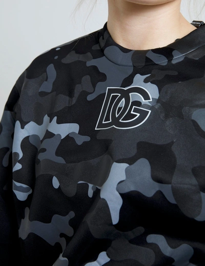 Dolce & Gabbana Black Camouflage Round Neck Sweatshirt Sweater In Black