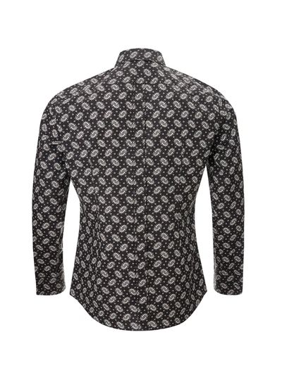 Shop Dolce & Gabbana Chic Black Floral Cotton Men's Shirt