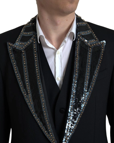 Shop Dolce & Gabbana Exquisite Two-piece Wool Blend Men's Suit In Black