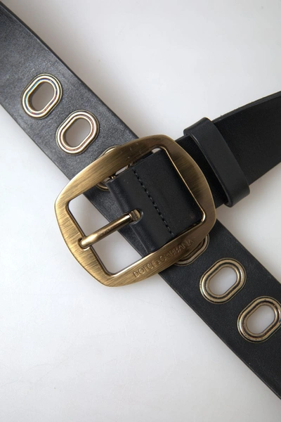 Shop Dolce & Gabbana Sleek Italian Leather Belt With Metal Men's Buckle In Black