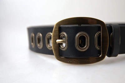 Shop Dolce & Gabbana Sleek Italian Leather Belt With Metal Men's Buckle In Black
