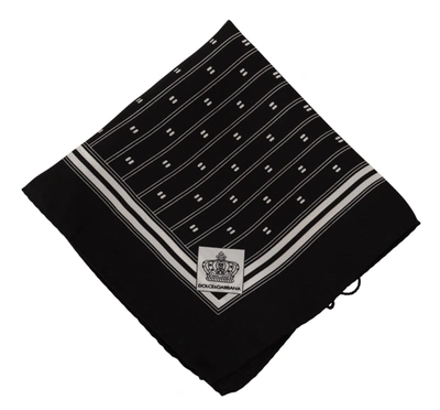 Shop Dolce & Gabbana Black Patterned Silk Square Handkerchief Men's Scarf